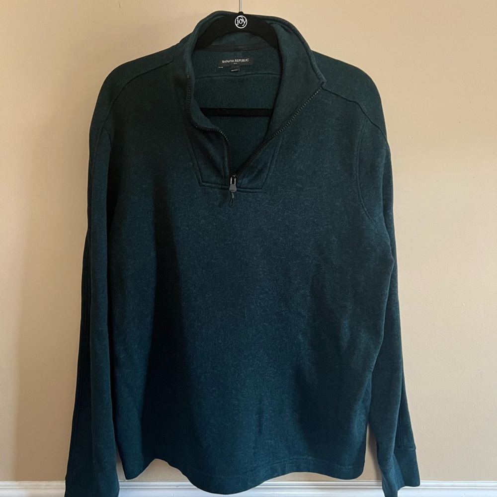 Banana Republic Men's Green Quarter Zip Sweater